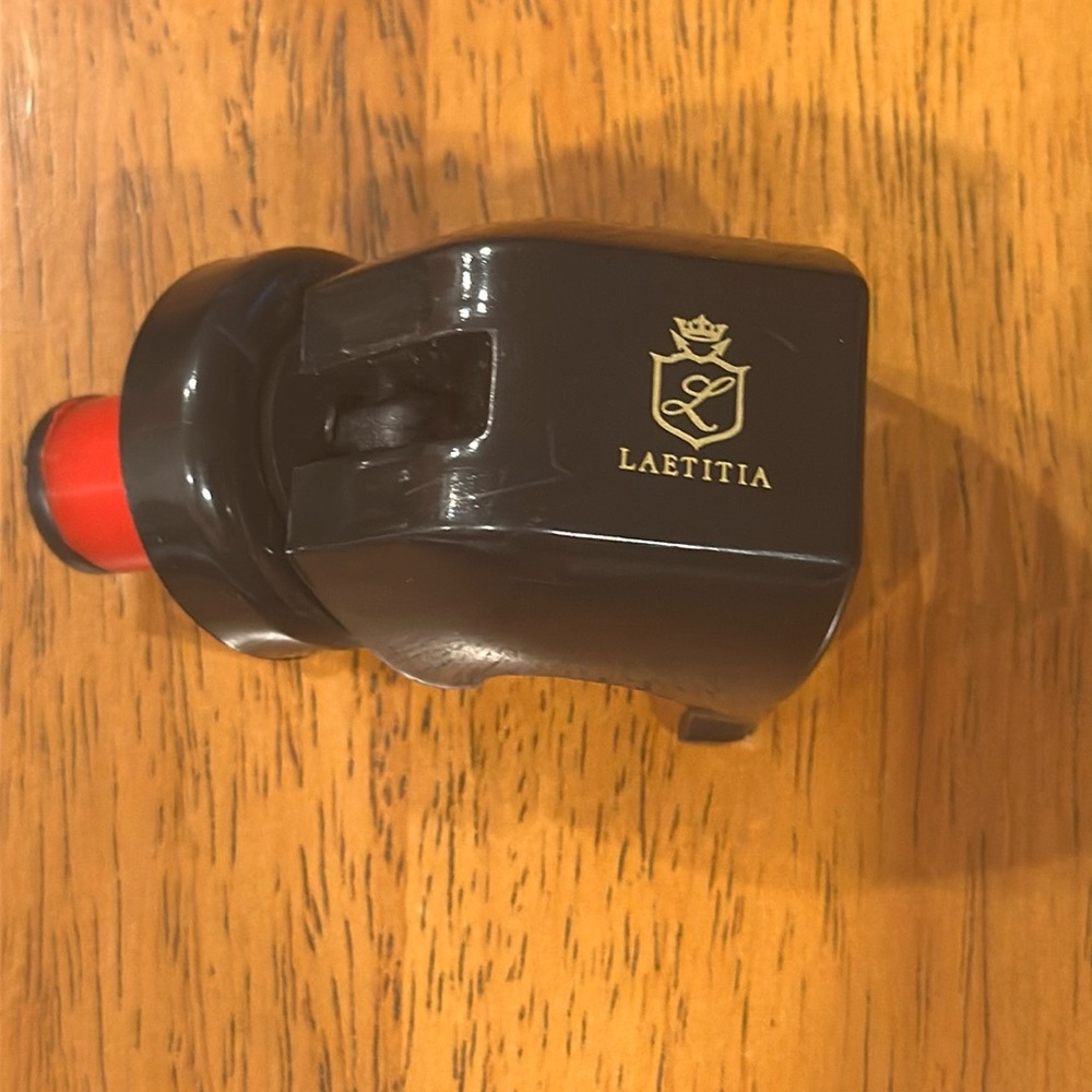 Laetitia wine bottle stopper with original wax tip. Designed to snap and seal.